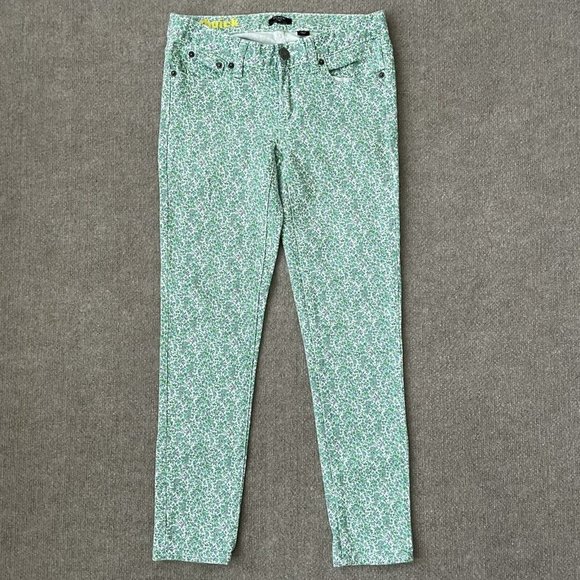J.CREW Denim - J Crew Jeans Womens 24 Green Purple Floral Toothpick Skinny Stretch Denim Pants